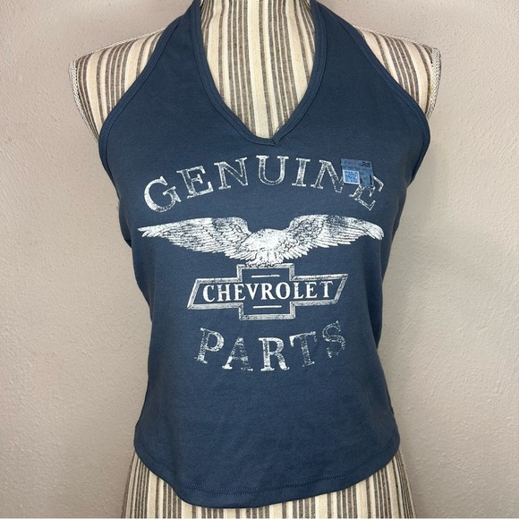 Y2K Vintage Distressed Genuine Chevrolet Parts Halter Top size medium - Picture 2 of 5